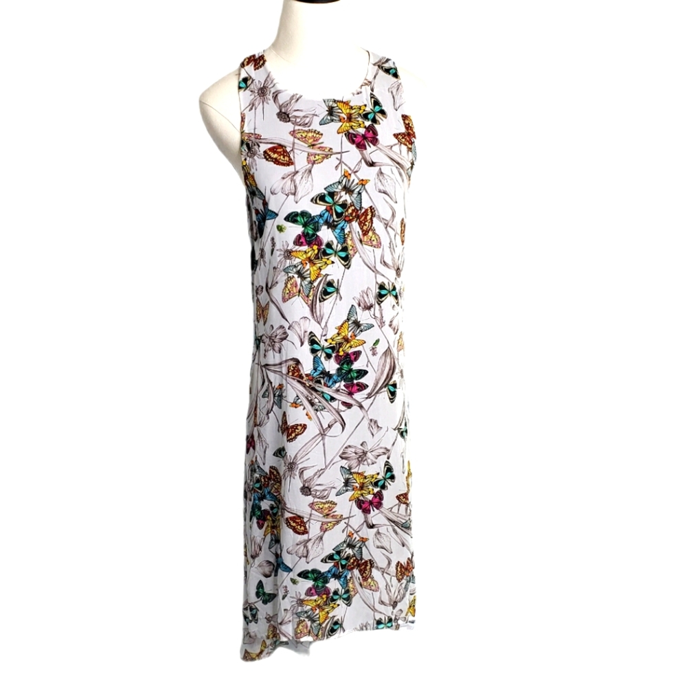 Butterflies Sheer Fairycore Midi Dress  Cottagecore Karen Kane Hi-Low Sleevless